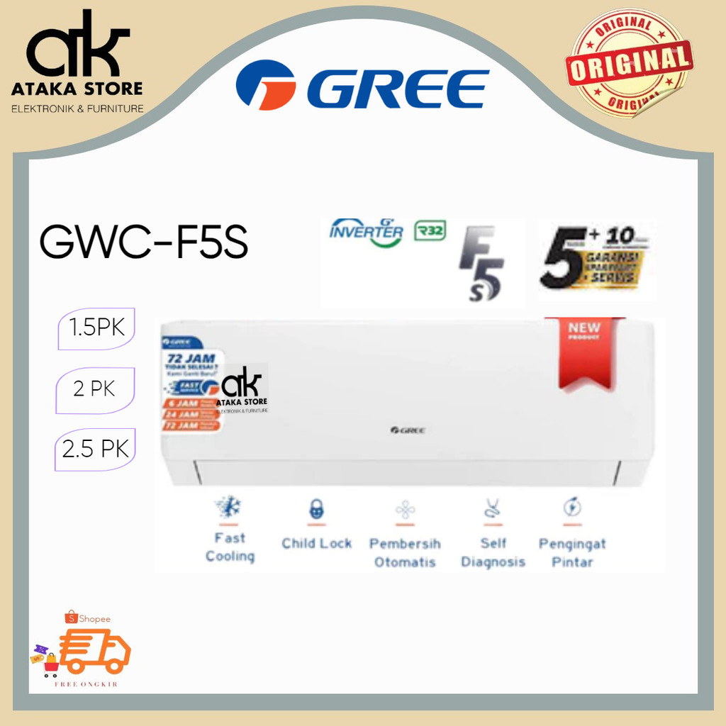 AC GREE INVERTER 1.5 - 2.5 PK  GWC-F5S AC Gree 1.5 PK / AC Gree 2 PK / AC Gree 2.5 PK Inverter