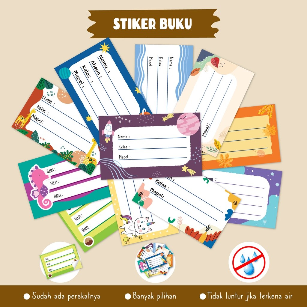 

YQ593 Stiker Label Buku Pelajaran Sekolah Macam Macam Tema Bebas Pilih Campur BERKUALITAS