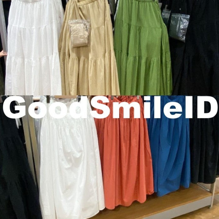 New Women Rok Kerut Midi Skirt Long Wanita Jastip Uniqlo Sale Diskon