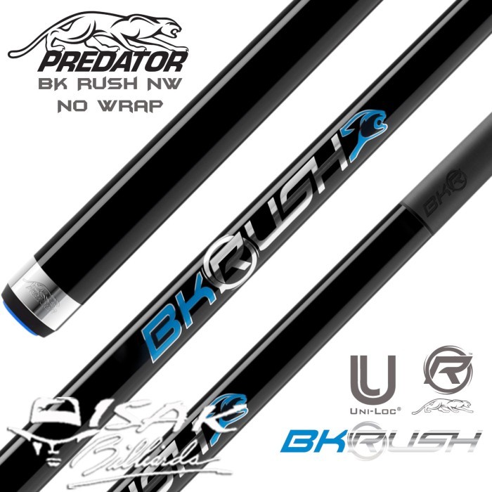 Predator BK Rush NW - Break Cue Stick Stik Biliar Billiard Asli Revo