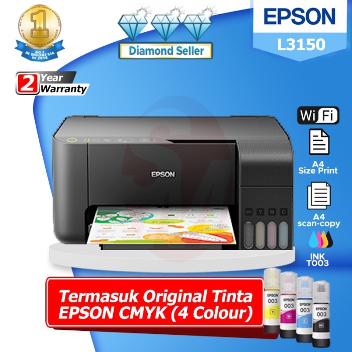 Epson L3150 EcoTank WiFi Multifungsi Printer (Pengganti L405)