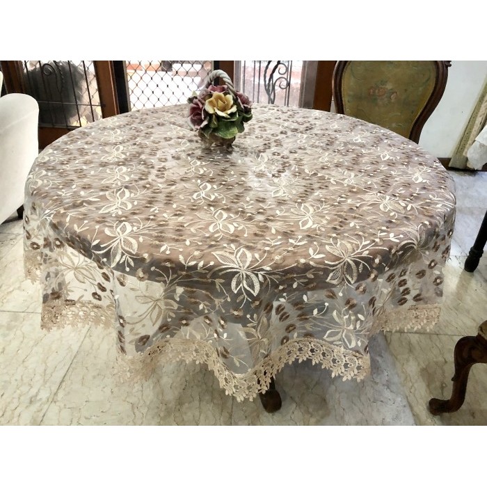 Gebyar Salee Taplak meja makan renda Premium Bulat/Bundar