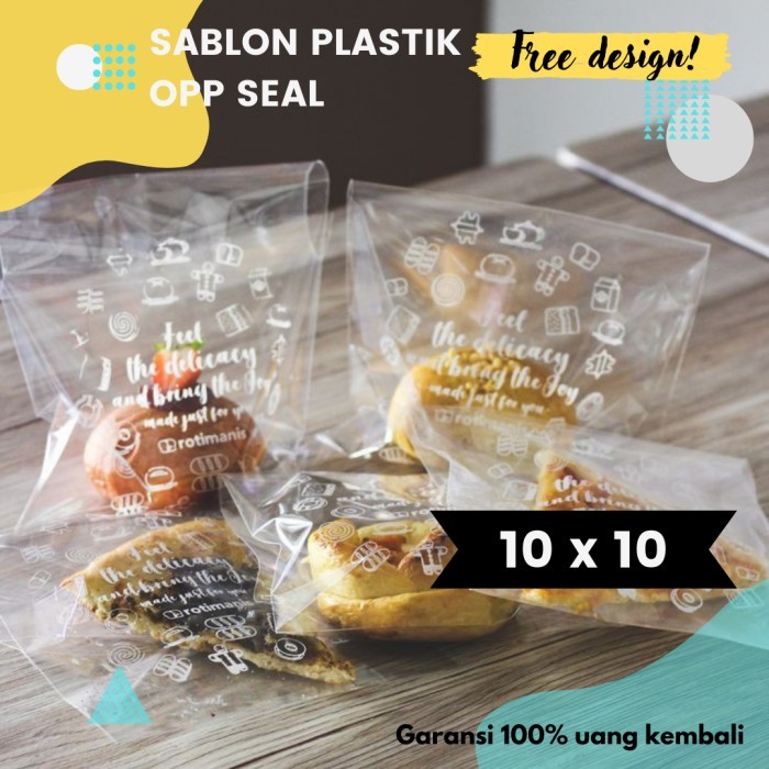 

Plastik OPP Seal 10x10 Custom Sablon Bungkus Makanan Roti Kue