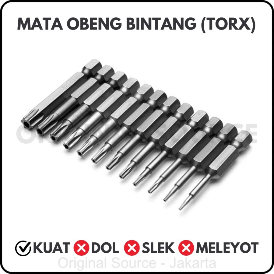 Mata Obeng Bor Kunci Bintang Torx Set | Hex Shank Magnetic Torx Bits
