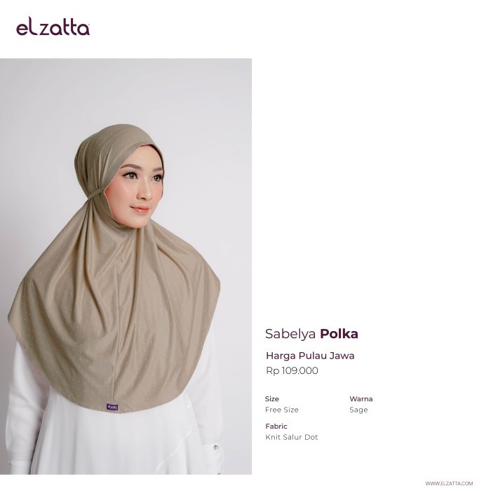 Elzatta Sabelya Polka Jilbab Maryam Motif Simple Terbaru Hijab Instan