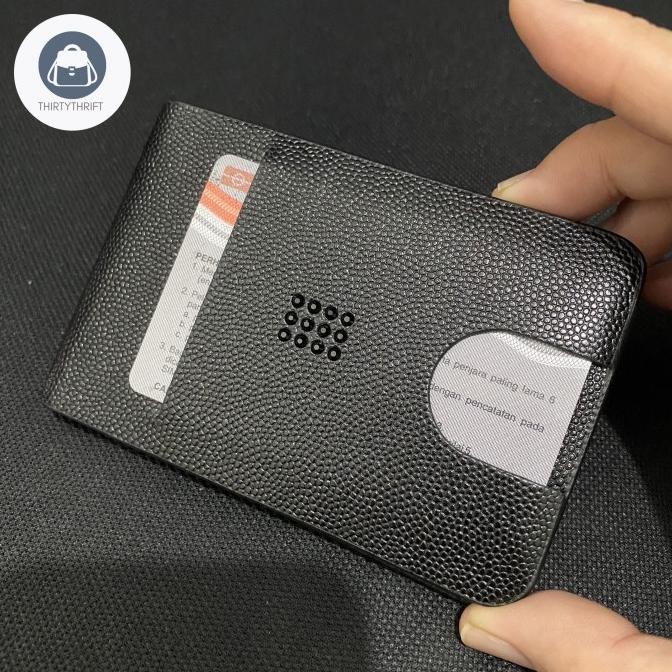 

BEBAS ONGKIR - Dompet Kartu Money Clip Swaroski Card Wallet Black Leather