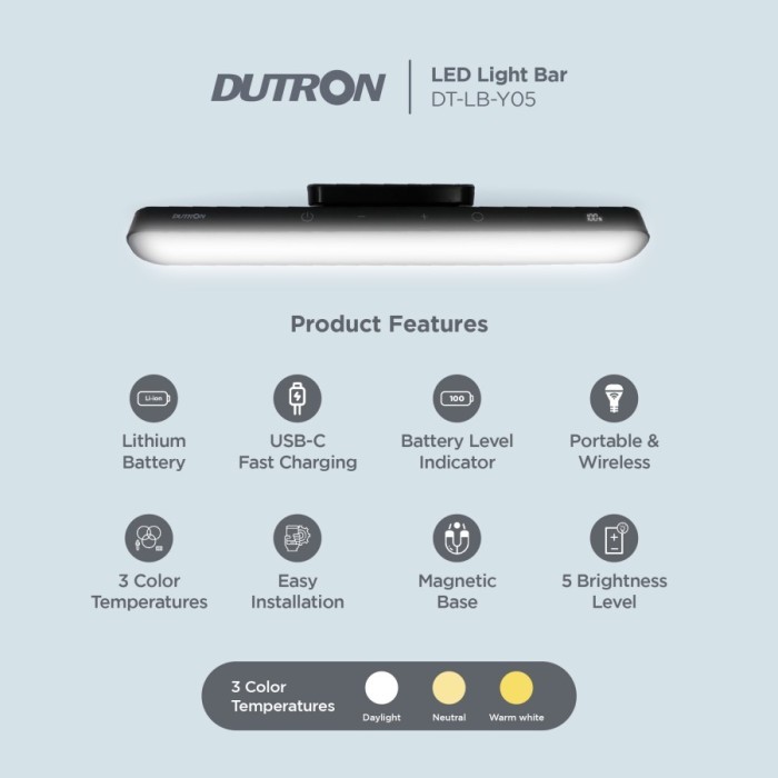 DUTRON LED Light Bar Magnetic Portable Lampu LED Light Bar DUTRON 5W