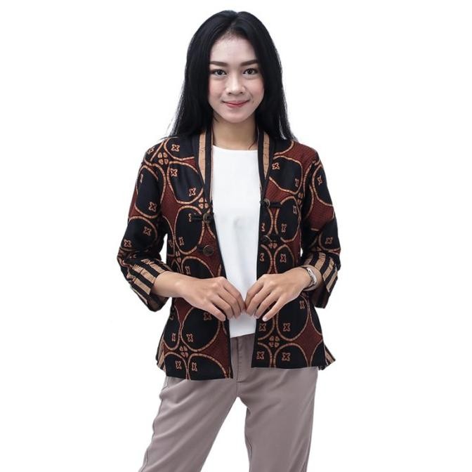 Bolero Batik Wanita Blouse - Semi Blazer Batik Kekinian Lengan 7/8 [terbaik]