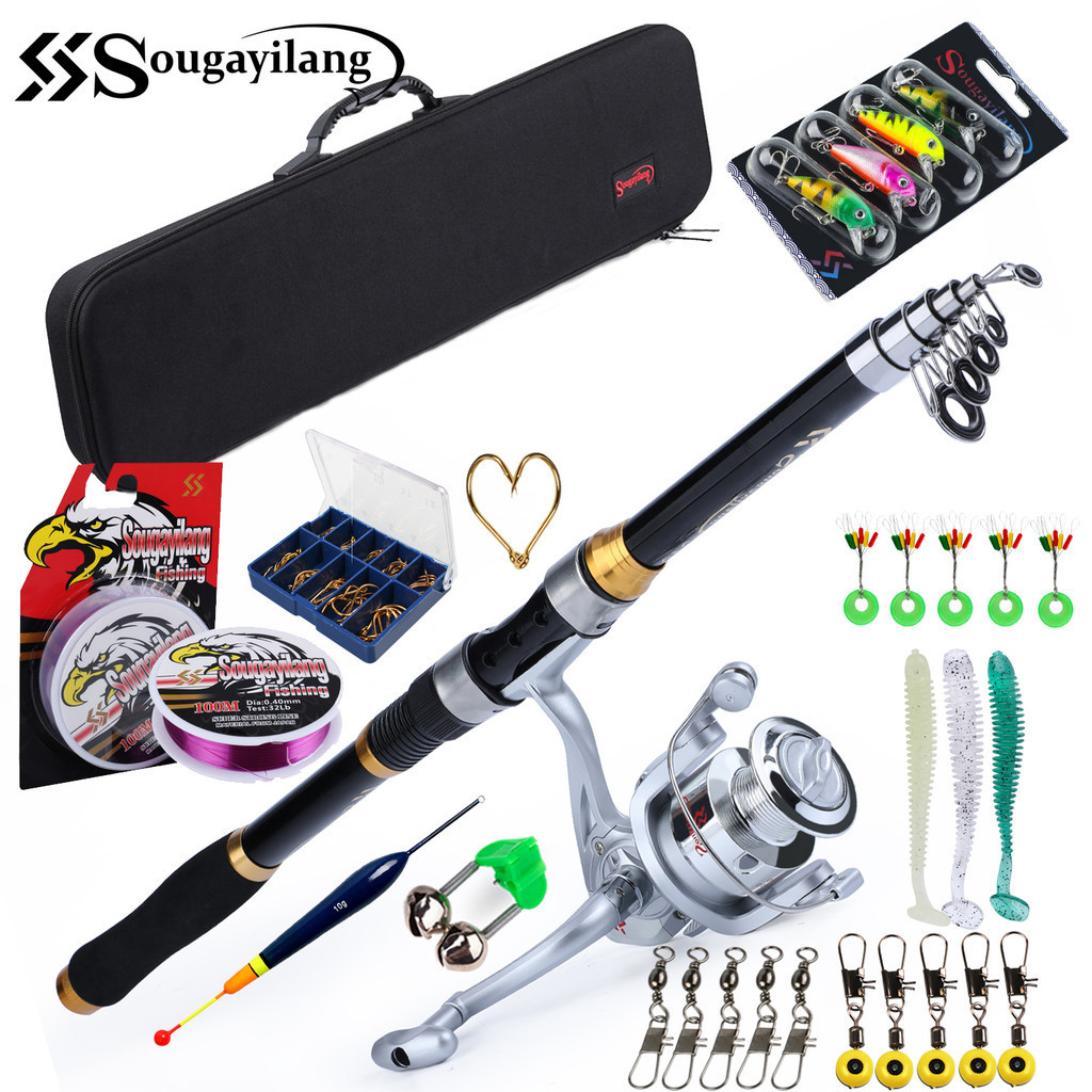 Joran Pancing Sougayilang 1,8m-3,3m Dan Reel Rasio Gigi 5.2:1 Model 6bb 1000-4000 Set Reel Pancing B