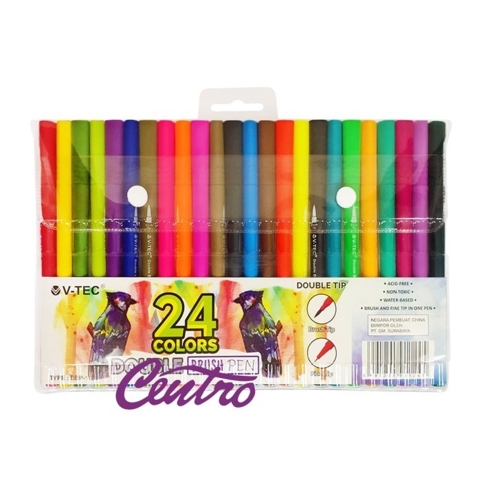 

Beli - V-Tec Double Brush Pen 24 Warna Colors Vtec Dbp-1124 Dual Duo Tip