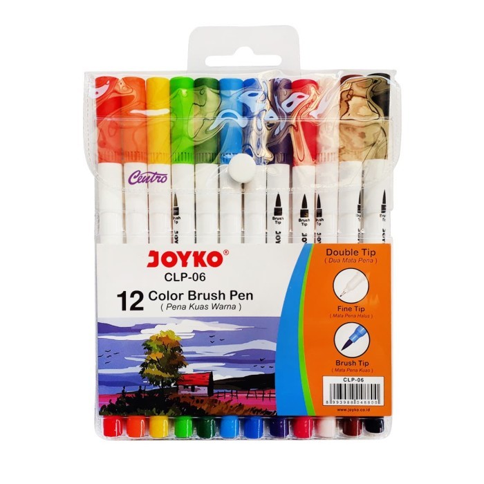 

Beli - Joyko Brush Pen Colour Dual Tip Spidol Set 12 Warna Clp-06