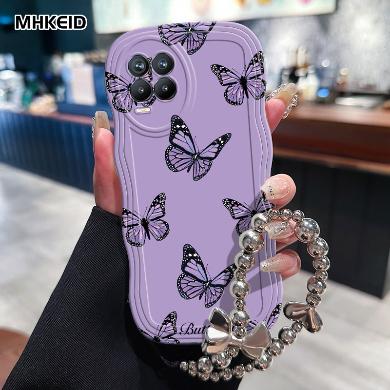 MHKEID Casing Hp Untuk Realme 8 Realme 8 Pro Case HP Casing cantik model kupu-kupu Kesing Cesing ran