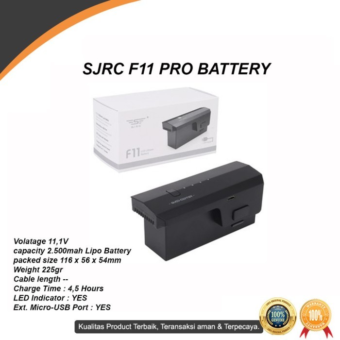 adastok Battery / Baterai SJRC f11 4K Pro Drone Original 11.1V 2500mAh