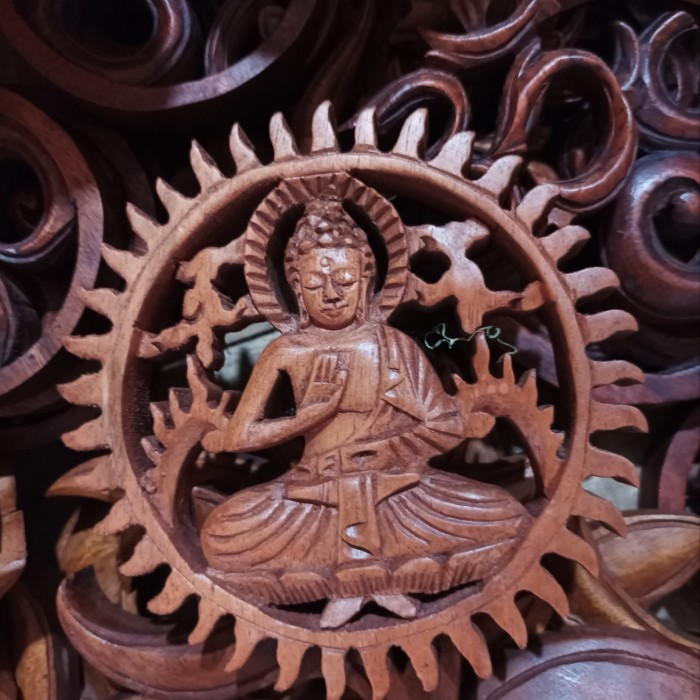 #@#@#@#@] Pajangan kayu Buddha tempel di dinding