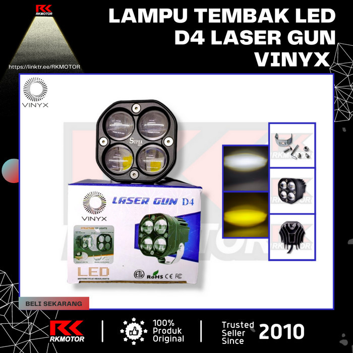 Lampu Tembak Sorot LED Laser Gun D4 Vinyx Motor Mobil 40Watt - 2 Warna