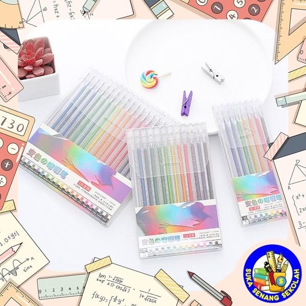 

Set 18 Pcs Pulpen Gel Glitter Aneka Warna S0236
