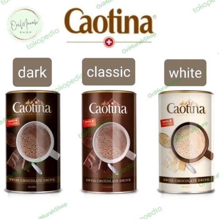 

Caotina Swiss Chocolate Drink Bubuk Minuman Coklat Classic Dark White Terbaik