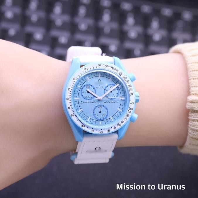 Jam Tangan Wanita Swatch X Omega Moonwatch 4Cm Chrono Variasi Plus Box