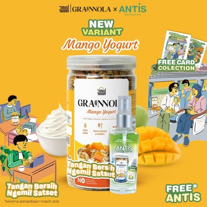 

Grainnola Mango Yogurt 500 gr Granola Cemilan Sehat , Oatmeal With Almond & Mete, Sereal Sarapan Sehat Rendah Kalori