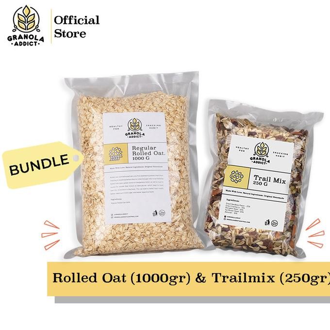 

Granola Addict - Paket Rolled Oat 1KG + Trail Mix 250G