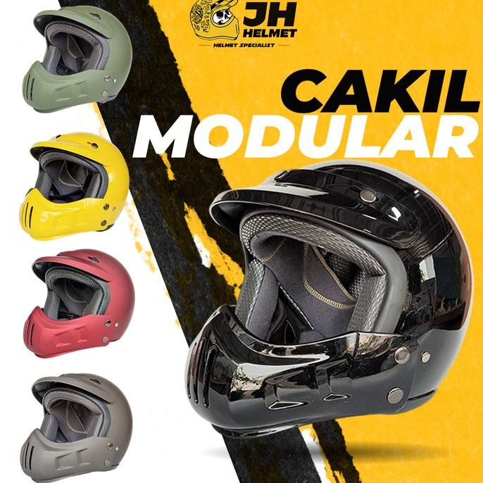 Helm Retro Cakil Modular (Vespa / Klasik / Vintage / Bogo) - Army Doff, Helm Aja TEB