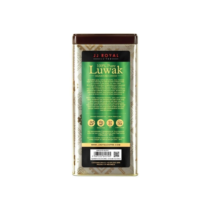 

Bundling 3 Jj Royal Coffee 100% Pure Luwak Signature Ground Tin100Gr