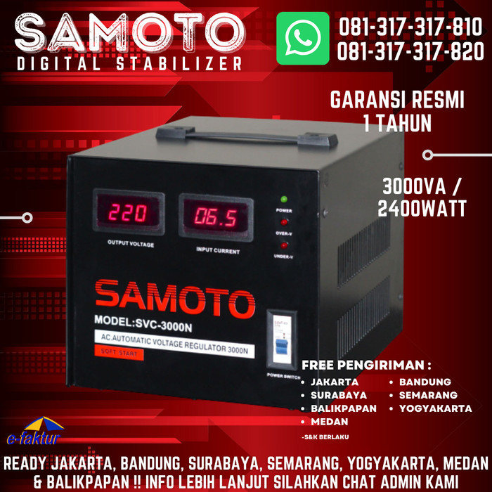 SMT3KN - STABILIZER SAMOTO 3000VA SERVO MOTOR STAVOLT LISTRIK 3000 VA