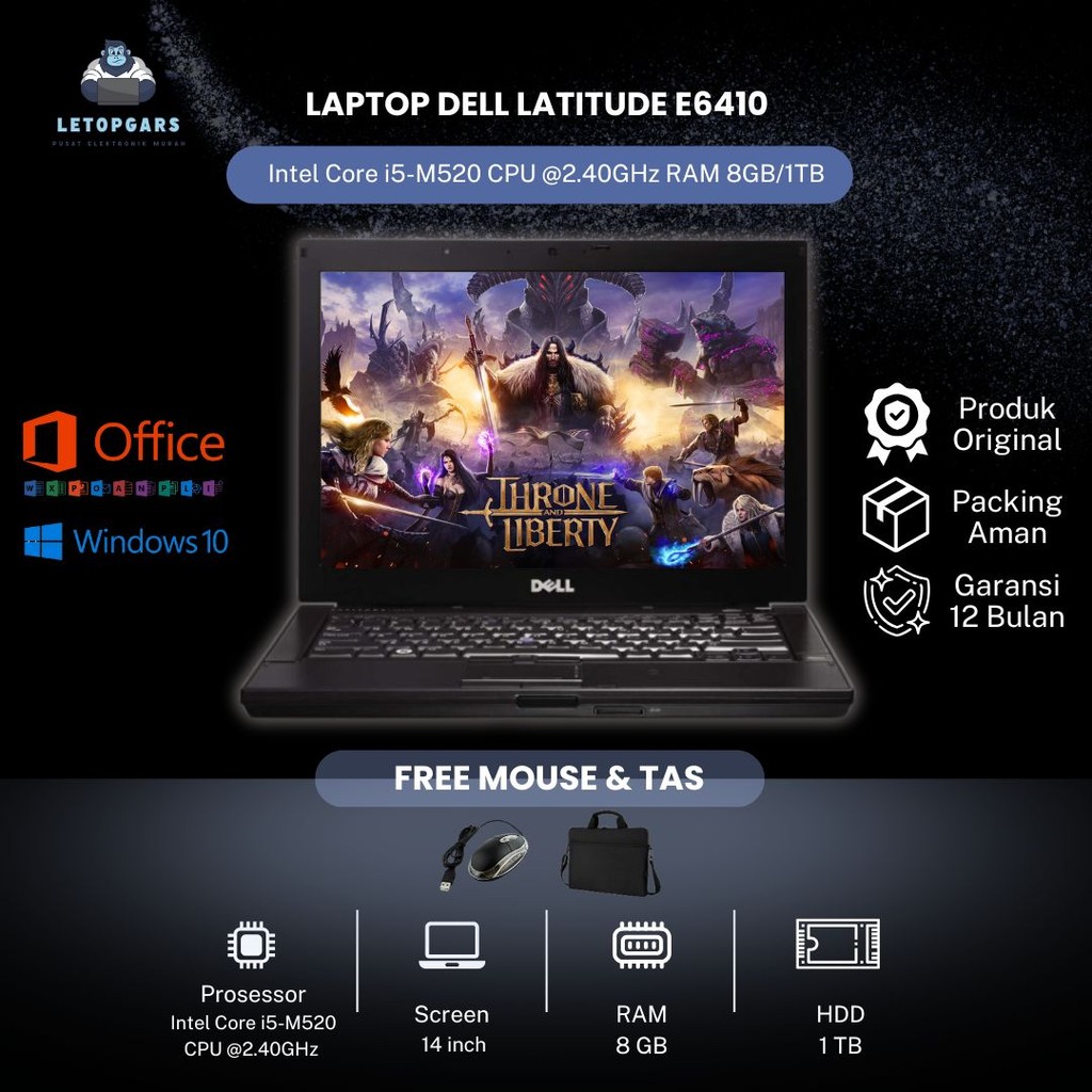 LAPTOP DELL LATITUDE E6410 CORE i5 RAM 8GB/1TB