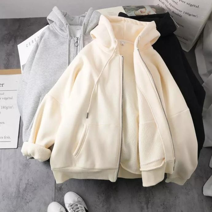 JAKET HOODIE ZIPPER POLOS UNISEX OVERSIZE IMPORT JAKET ZIPER WANITA