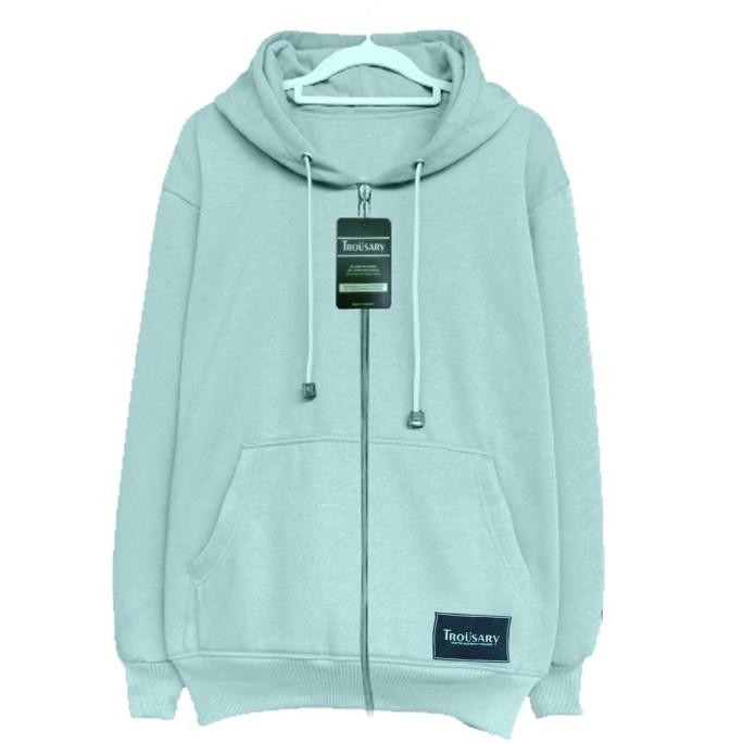 JAKET SWEATER ZIPPER HOODIE PRIA WANITA POLOS RESLETING HIJAU MINT S