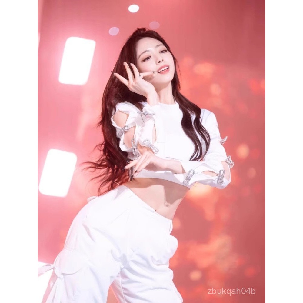 Korean Dance Kpop Dance Clothes ITZY Same Style Song-Promotion Costume Shen Youna White Overalls Sui