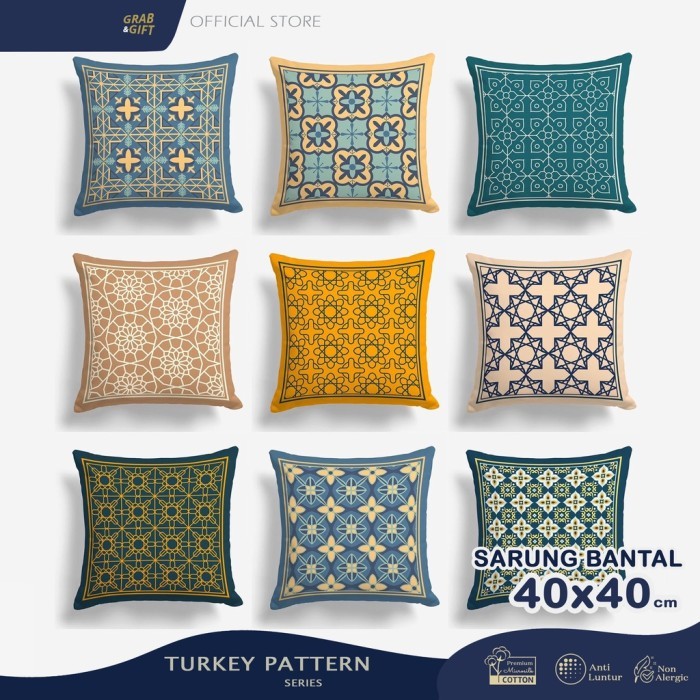 Sarung Bantal Sofa Motif Turkish Minimalis 40X40 Cm Pattern Turkey Abstrak Ramadhan Maroko Timur