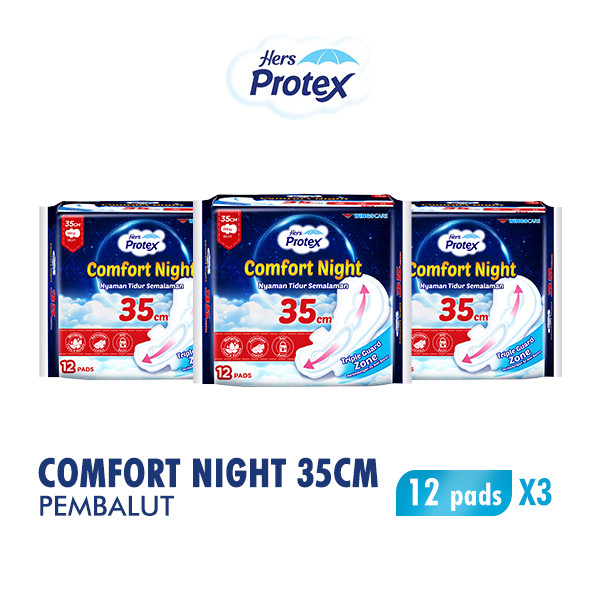 [B2G1] HERS PROTEX Daily Comfort Night Pembalut Wanita bag 12