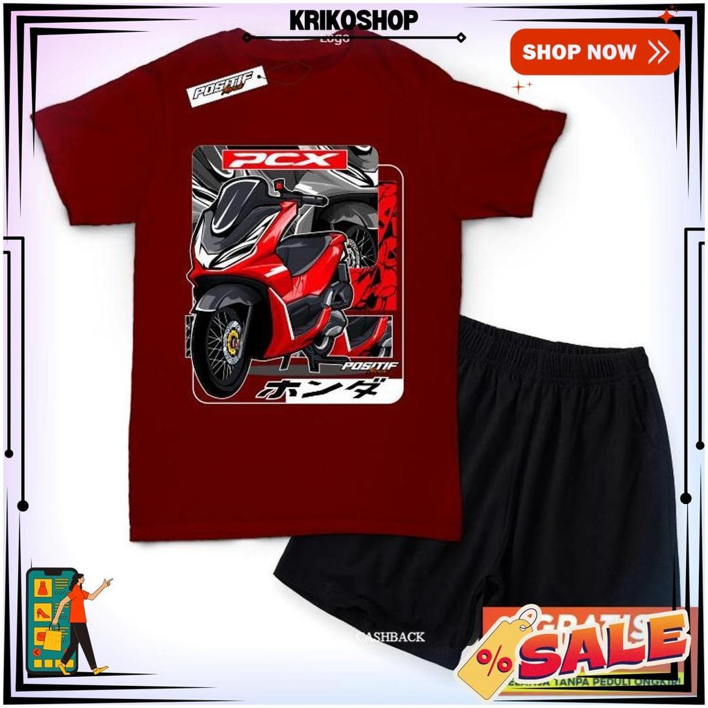 Baju Kaos Anak Setelan Motor Vario Merah Racing Balap | Positif Merch Bg Cod