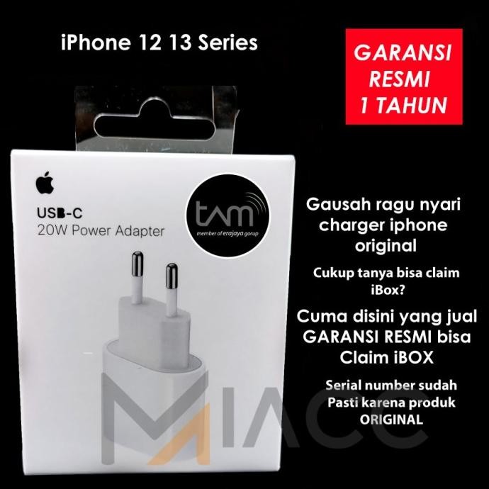 TERLARIS - Apple 20W Power Adapter Charger Iphone 12 Pro Max OIRIGINAL TAM iBox