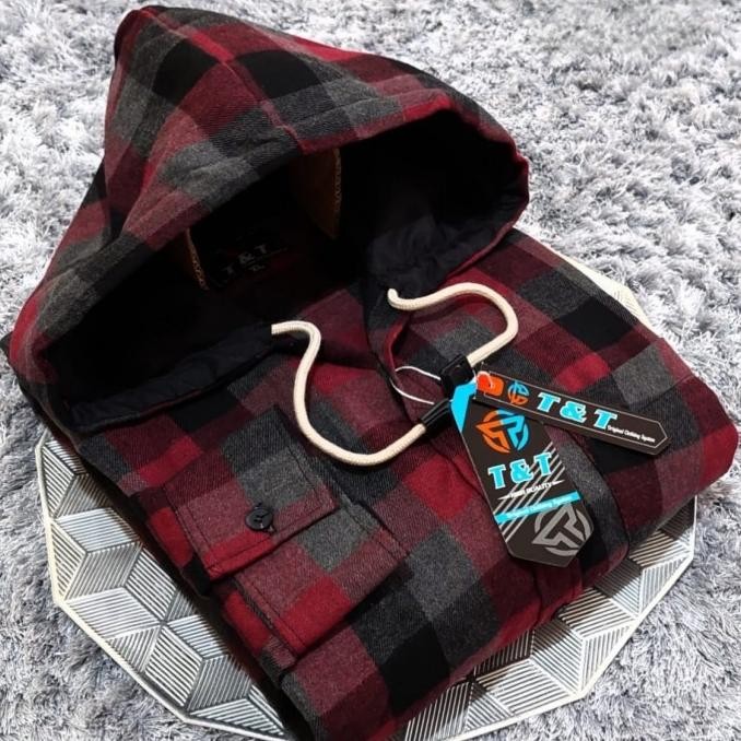 KEMEJA HOODIE FLANEL PRIA BIG SIZE XXL XXXL 4XL LENGAN PANJANG