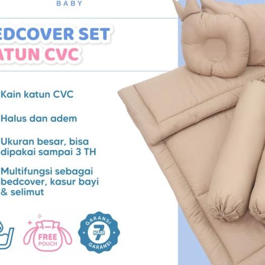 Bedcover Bayi Set Bantal Guling Motif Polos