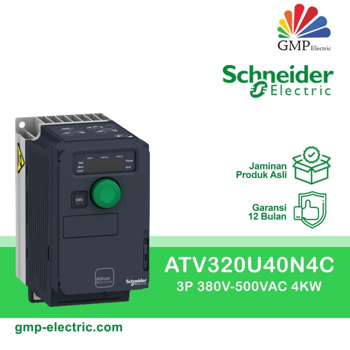 Cuci Gudang Atv320U40N4C Variable Speed Drive (Inverter) Schneider 3P 380V 4Kw