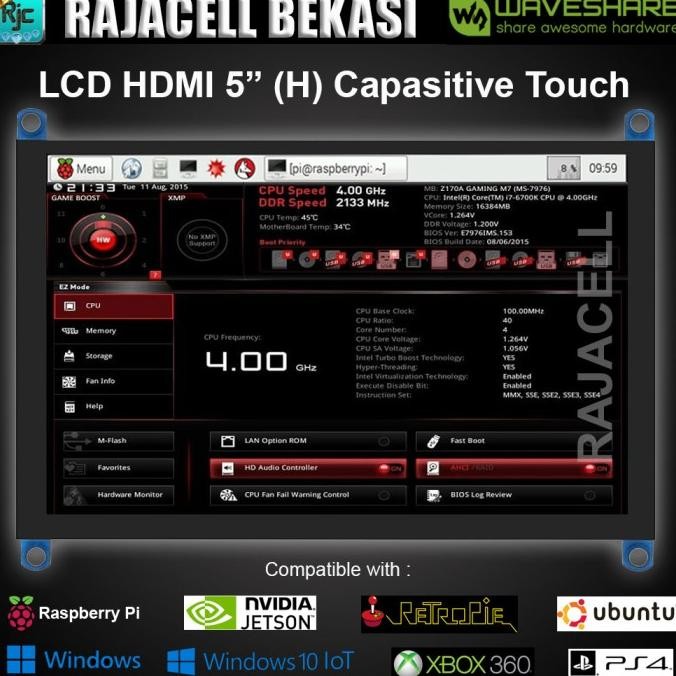 LCD WAVESHARE 5" 5 inch HDMI IPS LCD Capasitive Touchscreen Raspberry