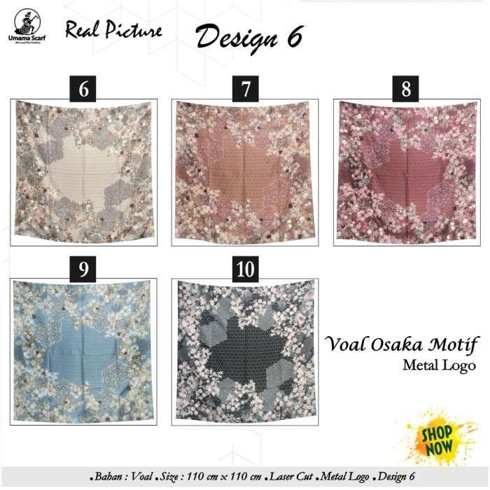 Jilbab Segi Empat Voal Osaka Metal Logo Laser Cut Motif 6 By Umama Ori