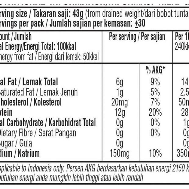 

Ikan Tuna Kaleng Chunk In Oil Ayam Brand 3 Pcs 150Gr