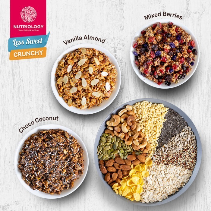 

Granola LESS SWEET 400 gr Nutriology Sereal Instan Makanan Diet Sehat Crunchy