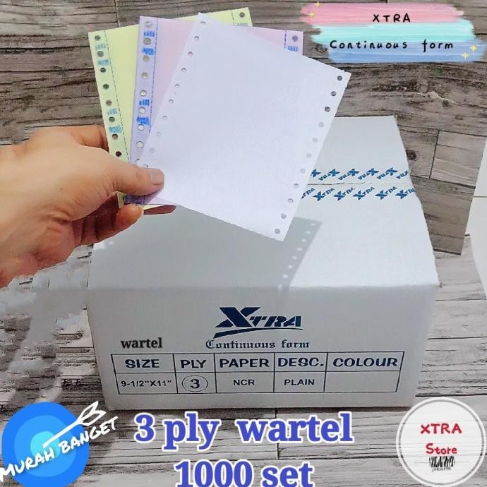 

TERMURAH - kertas WARTEL 3ply Continuous Form 1/4 letter
