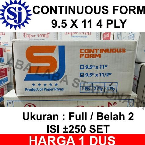 

TERMURAH - KERTAS CONTINUOUS FORM 4 PLY 9.5 X 11 SJ PAPER PRINT A4 / RANGKAP