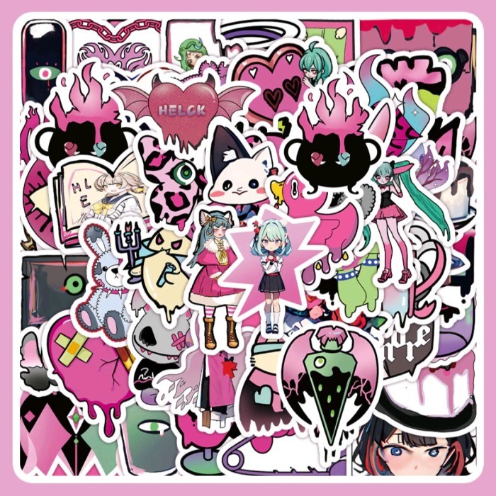 

sticker lucu motif anak perempuan girl manga kawaii kartun colorful fashion dekorasi hiasan vintage hp/tablet/laptop/mobil/helm/jurnal anti air waterproof