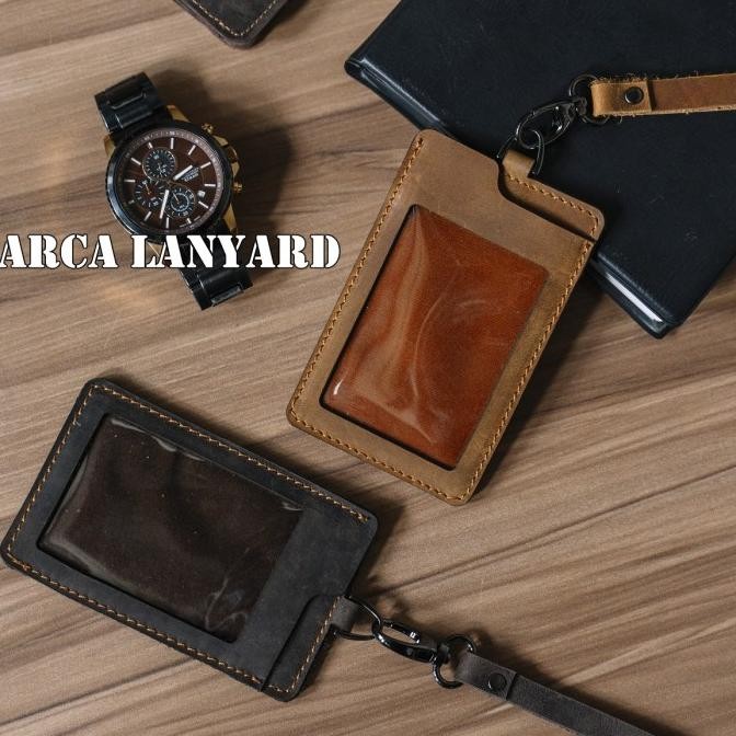 

TERBARU - Gantungan id Card Kulit Asli LANYARD Name Tag & Card Holder