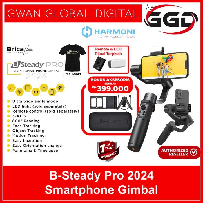 Brica B-Steady BSteady PRO 2024 3 Axis Smartphone Gimbal Stabilizer HP