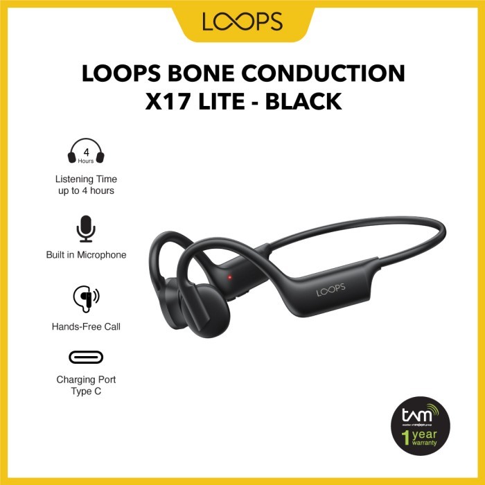 LOOPS Bone Conduction X17 Lite Bluetooth Earphone - Black