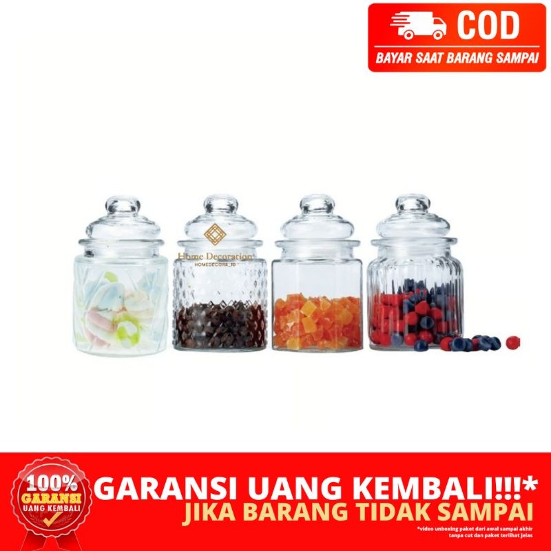 (HOMEDECORA_ID) BERGARANSI 1SET 4PCS MINI GLASS CONTAINER TEMPAT WADAH TOPLES KACA BENING TRANSPARAN