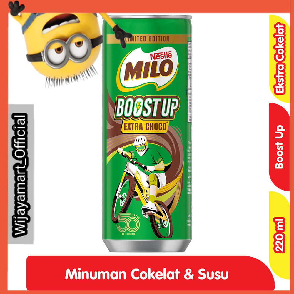 

Milo Boost Up Minuman Ekstra Cokelat Can 220 ml